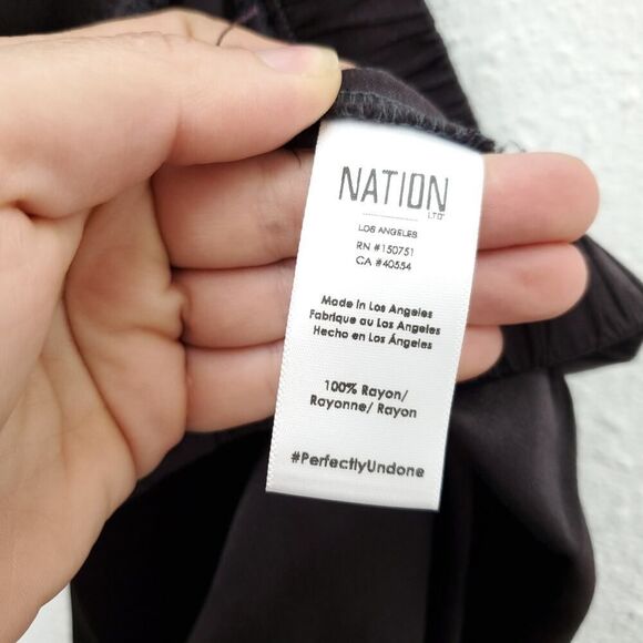 NWT NATION LTD Chocolate Brown Satin Camden Snap Pullon Cuff Pants - Picture 10 of 10